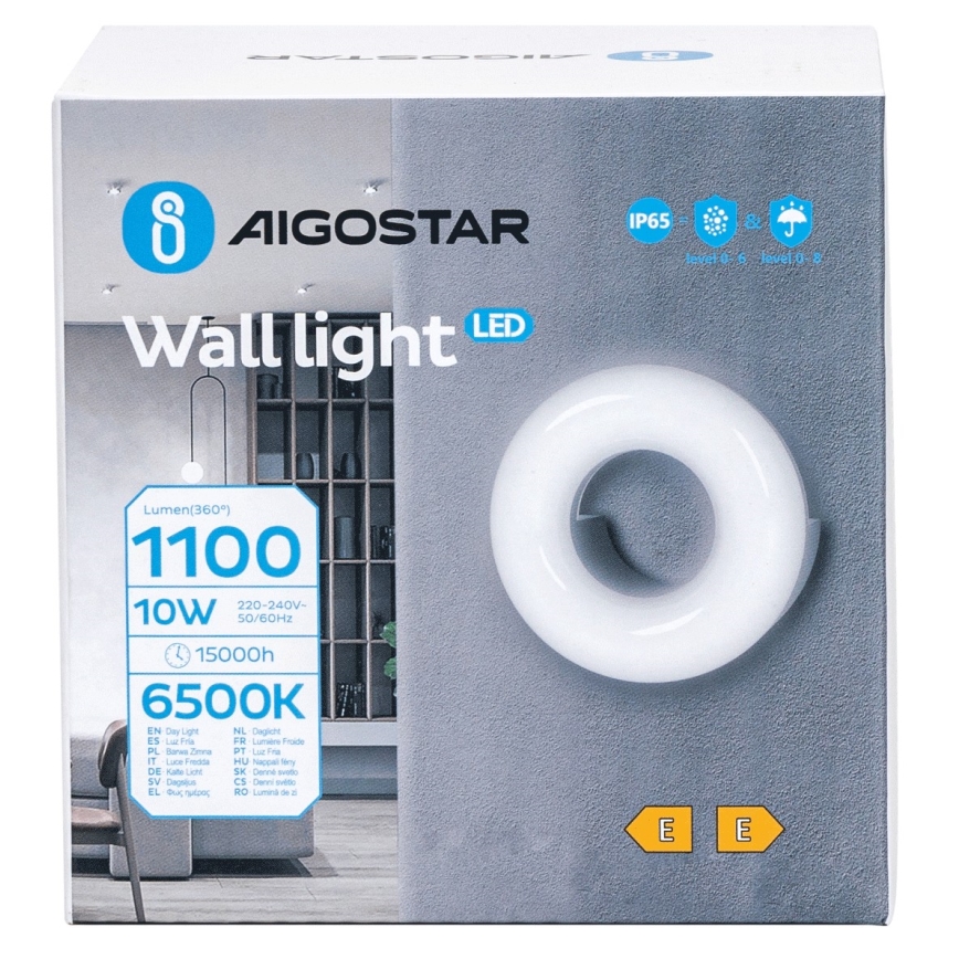 Aigostar - LED Vanjska zidna svjetiljka LED/10W/230V 6500K IP65 crna