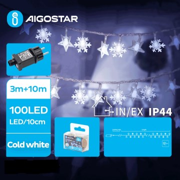 Aigostar - LED Vanjske božićne lampice 100xLED/8 funkcija 13m IP44 hladna bijela