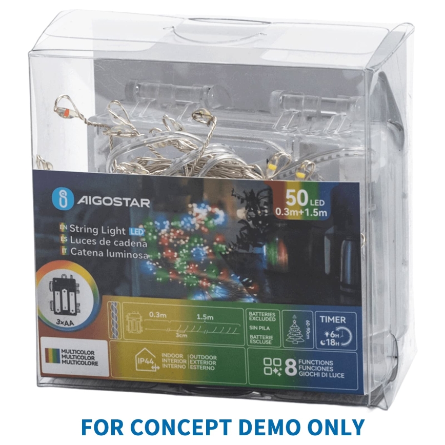 Aigostar - LED vanjske božićne lampice 100xLED/8 funkcija 3xAA 3,3m IP44 topla bijela