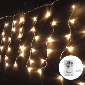 Aigostar-LED Vanjske božićne lampice 100xLED/8 funkcija 3xAA 8x0,4m IP44 topla bijela