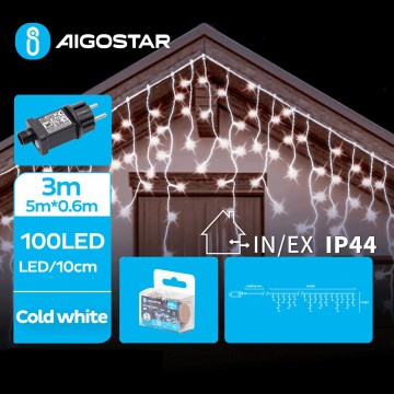 Aigostar - LED Vanjske božićne lampice 100xLED/8 funkcija 8x0,6m IP44 hladna bijela
