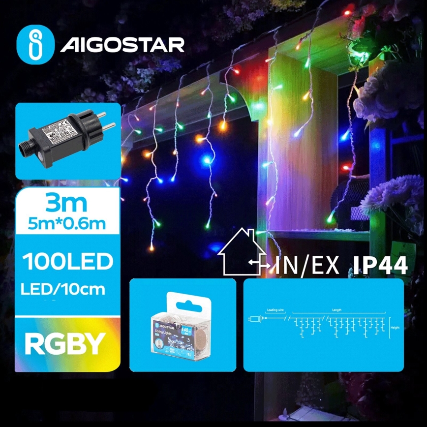 Aigostar - LED Vanjske božićne lampice 100xLED/8 funkcija 8x0,6m IP44 multicolor
