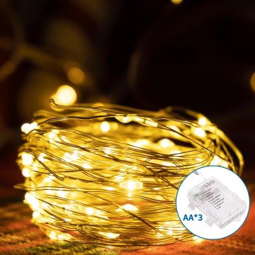 Aigostar -LED Vanjske božićne lampice 150xLED/8 funkcija 3xAA 15,3m IP44 topla bijela