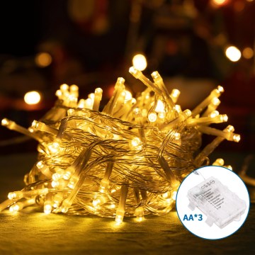 Aigostar -LED Vanjske božićne lampice 150xLED/8 funkcija 3xAA 15,3m IP44 topla bijela