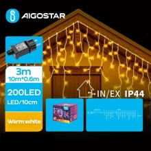 Aigostar - LED Vanjske božićne lampice 200xLED/8 funkcija 13x0,6m IP44 topla bijela