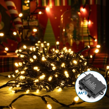 Aigostar - LED Vanjske božićne lampice 200xLED/8 funkcija 3xAA 10,3m IP44 topla bijela