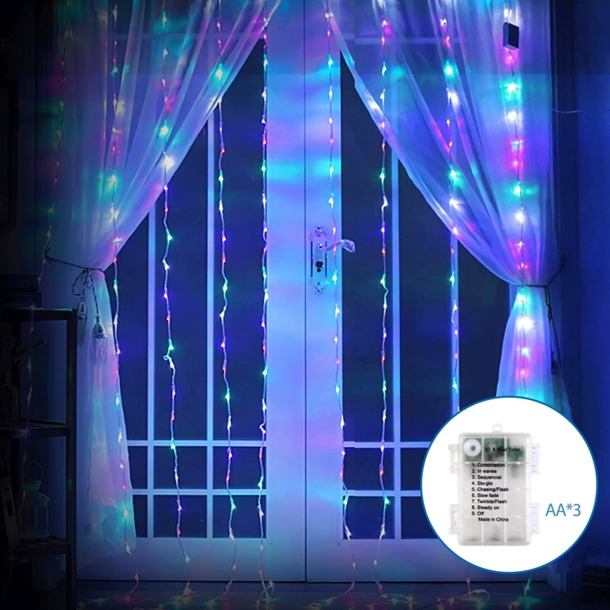 Aigostar - LED Vanjske božićne lampice 200xLED/8 funkcija 3xAA 5x2m IP44 multicolor