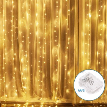 Aigostar - LED Vanjske božićne lampice 200xLED/8 funkcija 3xAA 5x2m IP44 topla bijela