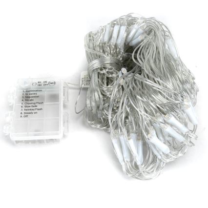Aigostar-LED Vanjske božićne lampice 200xLED/8 funkcija 3xAA 6x1,5m IP44 topla bijela