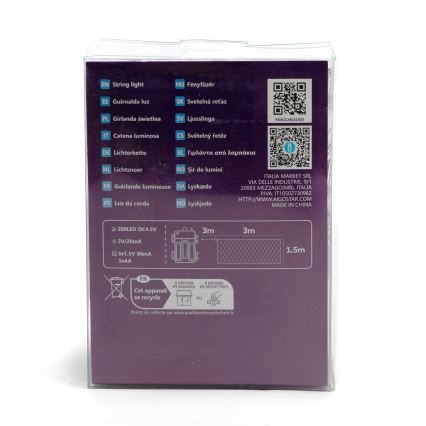 Aigostar - LED Vanjske božićne lampice 200xLED/8 funkcija 6x1,5m IP44 hladna bijela