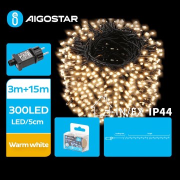 Aigostar - LED Vanjske božićne lampice 300xLED/8 funkcija 18m IP44 topla bijela