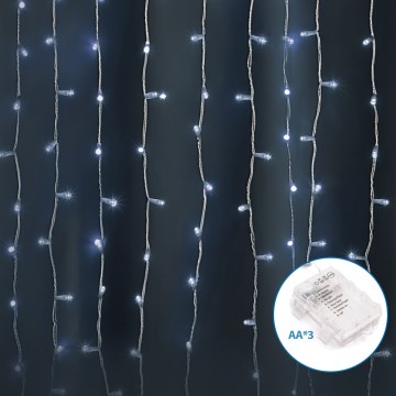 Aigostar-LED Vanjske božićne lampice 300xLED/8 funkcija 3xAA 6x2m IP44 hladna bijela