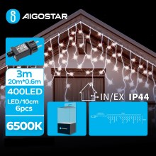 Aigostar - LED Vanjske božićne lampice 400xLED/8 funkcija 23x0,6m IP44 hladna bijela