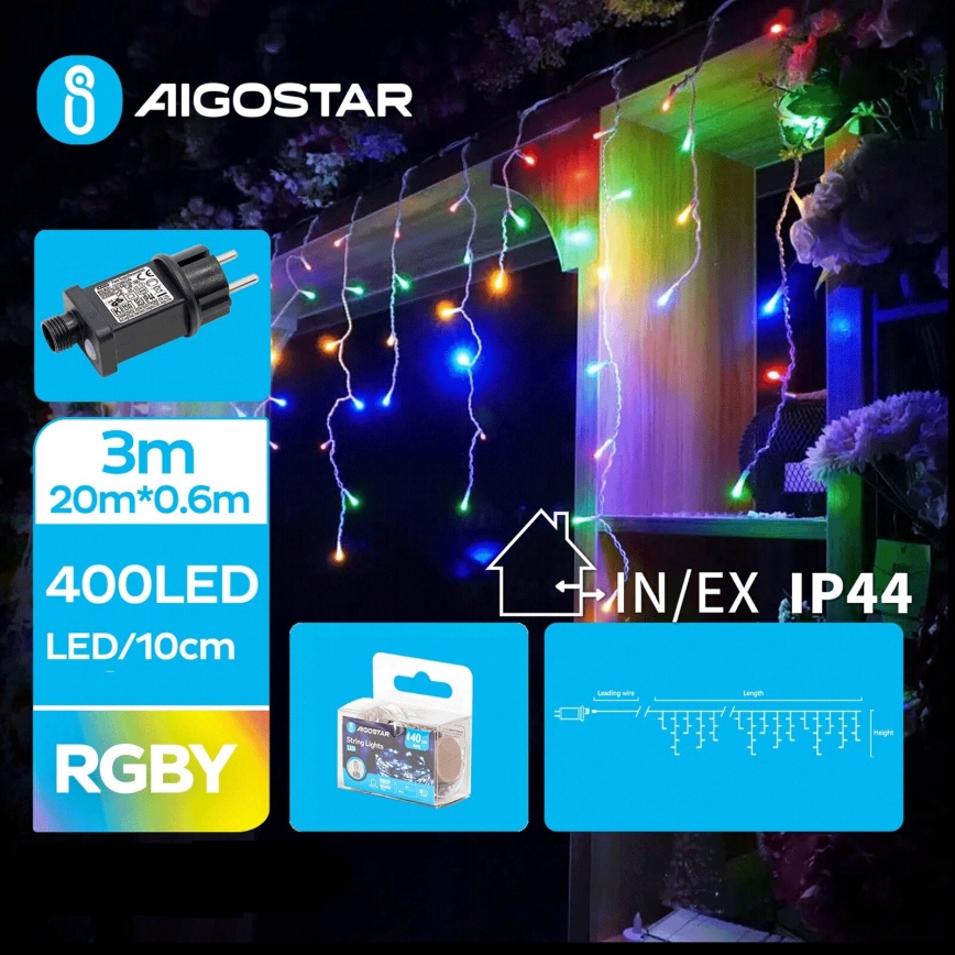 Aigostar - LED Vanjske božićne lampice 400xLED/8 funkcija 23x0,6m IP44 multicolor