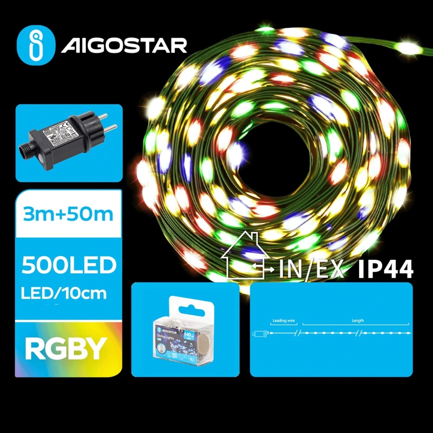 Aigostar - LED Vanjske božićne lampice 500xLED/8 funkcija 53m IP44 multicolor