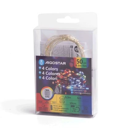 Aigostar - LED Vanjske božićne lampice 50xLED/8 funkcija 3xAA 5,3m IP44 multicolor