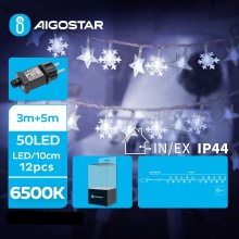 Aigostar - LED Vanjske božićne lampice 50xLED/8 funkcija 8m IP44 hladna bijela