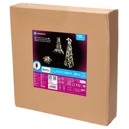 Aigostar - LED vanjsko božićno drvce 100 x LED 1,5 m IP44 bijela/zlatna hladna bijela