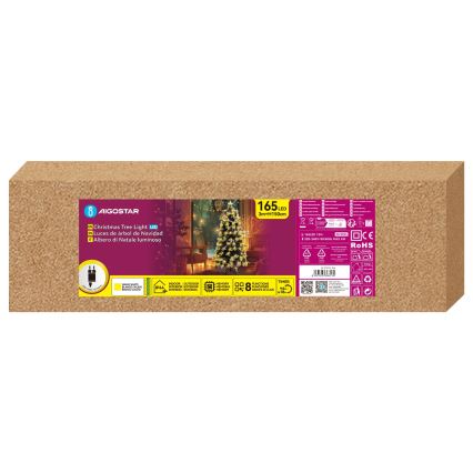 Aigostar - LED Vanjsko božićno drvce 165xLED/8 funkcija 1,5 m IP44 topla bijela