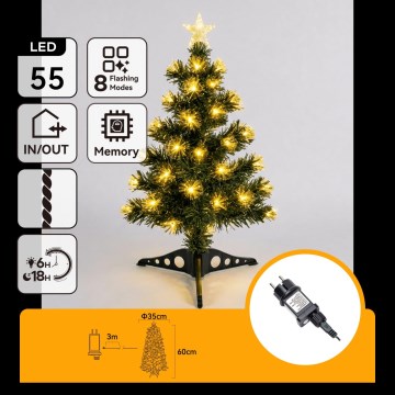 Aigostar - LED vanjski božićni bor 55xLED/8 funkcija 0,6 m IP44 topla bijela