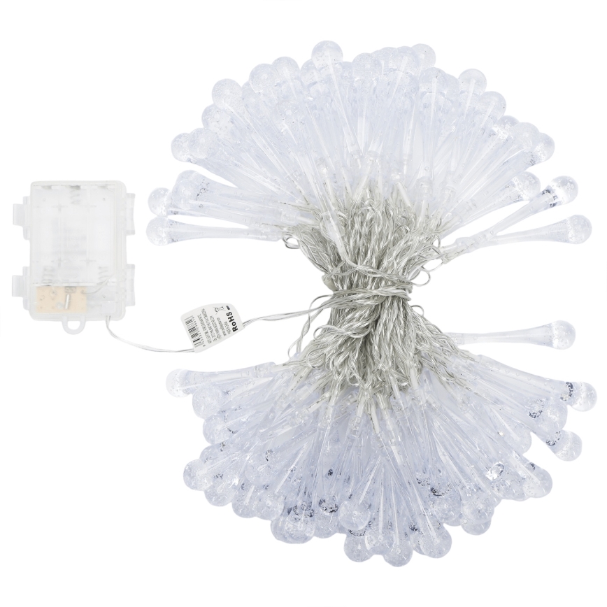 Aigostar - LED vanjski božićni niz 100xLED/8 funkcija 3xAA 10 m IP44 toplo bijela kapljice