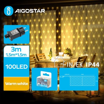 Aigostar - LED vanjski božićni lanac 100xLED/8 funkcija 4,5x1,5m IP44 toplo bijela