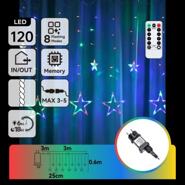 Aigostar - LED vanjski božićni lanac 120xLED/8 funkcija 6x0,6m IP44 višebojno + daljinski upravljač