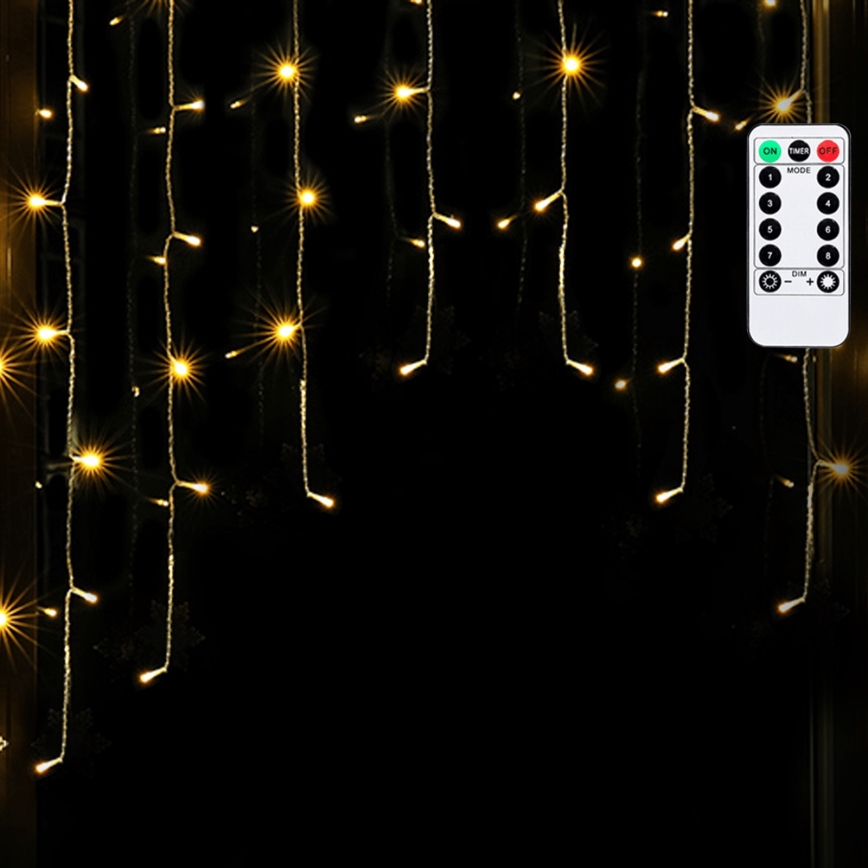 Aigostar - LED vanjski lanac 200xLED/6W/230V/8 funkcija 3x1m IP44 topla bijela + daljinski upravljač