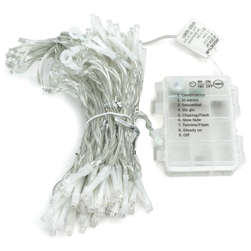 Aigostar - LED vanjski božićni lanac 200xLED/8 funkcija 3xAA 5x2m IP44 topla bijela