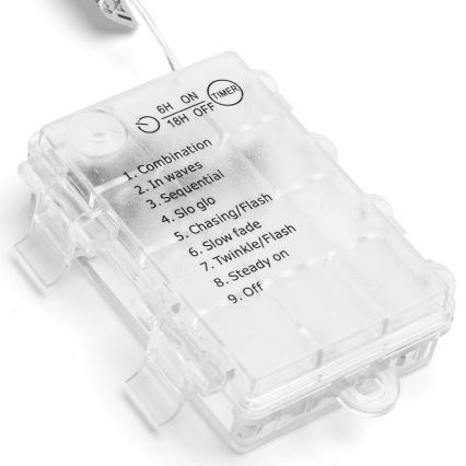 Aigostar - LED vanjski božićni lanac 200xLED/8 funkcija 3xAA 5x2m IP44 topla bijela