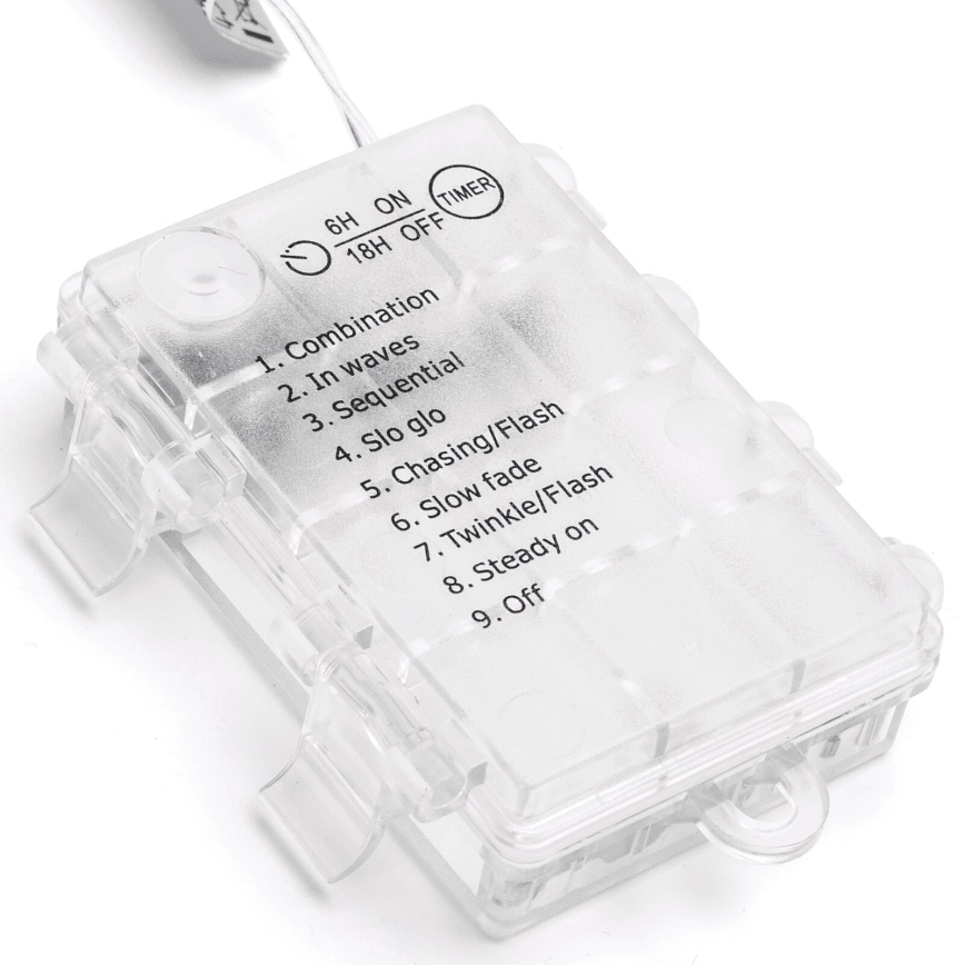 Aigostar - LED vanjski božićni lanac 200xLED/8 funkcija 3xAA 5x2m IP44 topla bijela