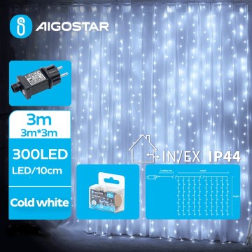 Aigostar - LED vanjski božićni lanac 300xLED/8 funkcija 6x3m IP44 hladno bijela