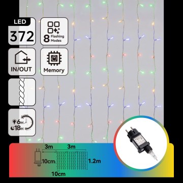 Aigostar - LED vanjski božićni lanac 372xLED/8 funkcija 6x1,2m IP44 višebojno