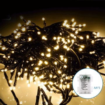 Aigostar - LED vanjski božićni lanac 50xLED/8 funkcija 3xAA 5,3m IP44 toplo bijela