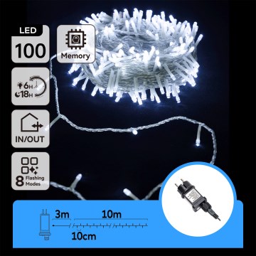 Aigostar - LED Vanjski božićni niz 100xLED/8 funkcija 13m IP44 hladno bijela