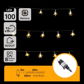 Aigostar - LED vanjski božićni niz 100xLED/8 funkcija 13m IP44 topla bijela