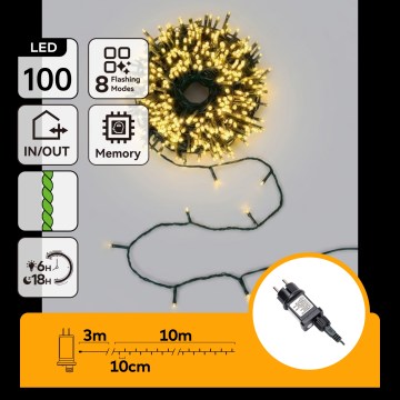 Aigostar - LED vanjski božićni niz 100xLED/8 funkcija 13m IP44 toplo bijela