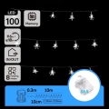 Aigostar - LED vanjski božićni niz 100xLED/8 funkcija 3xAA 10 m IP44 hladna bijela
