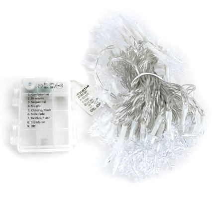 Aigostar - LED vanjski niz 100xLED / 8 funkcija, napajanje 3xAA, 10 m, IP44, topla bijela, zvjezdice