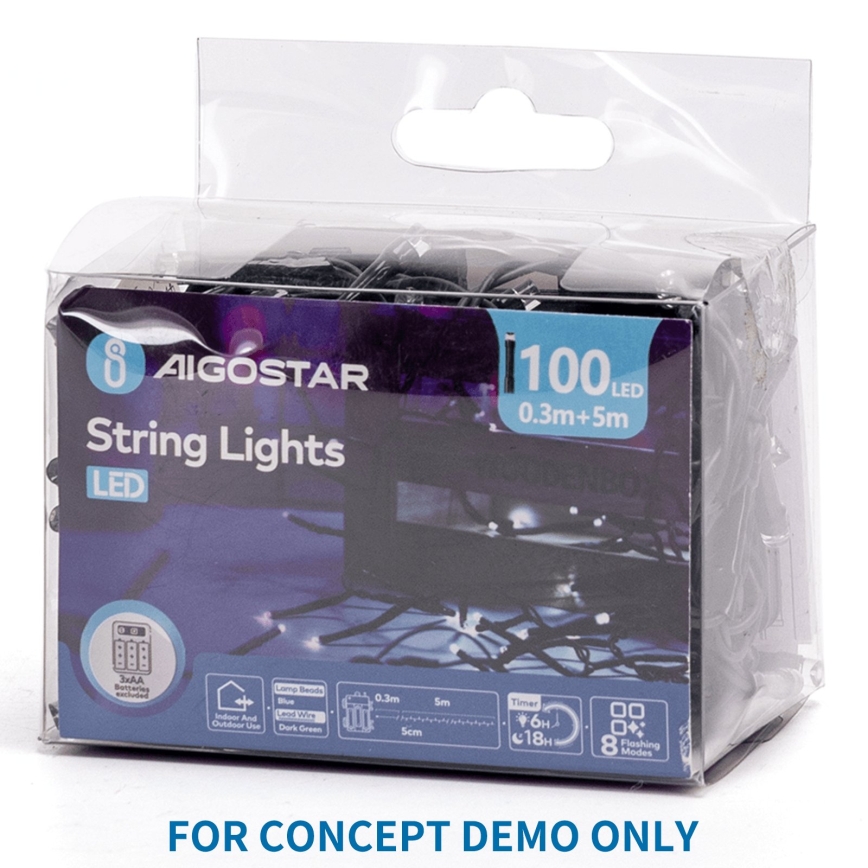 Aigostar - LED vanjski božićni niz 100xLED/8 funkcija 3xAA 5,3m IP44 ružičasta
