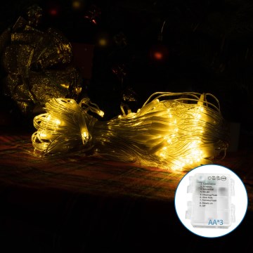 Aigostar - LED vanjski božićni niz 100xLED/8 funkcija 3xAA 8x0,6m IP44 topla bijela