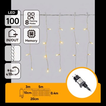 Aigostar - LED vanjski božićni niz 100xLED/8 funkcija 8x0,4m IP44 topla bijela
