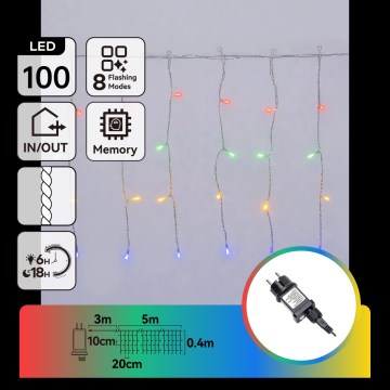 Aigostar - LED vanjski božićni niz 100xLED/8 funkcija 8x0,4m IP44 višebojno