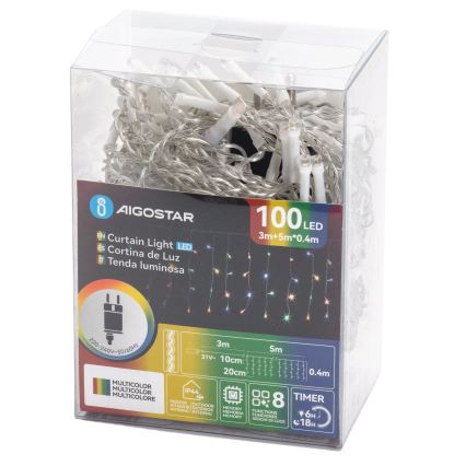 Aigostar - LED vanjski božićni niz 100xLED/8 funkcija 8x0,4m IP44 višebojno