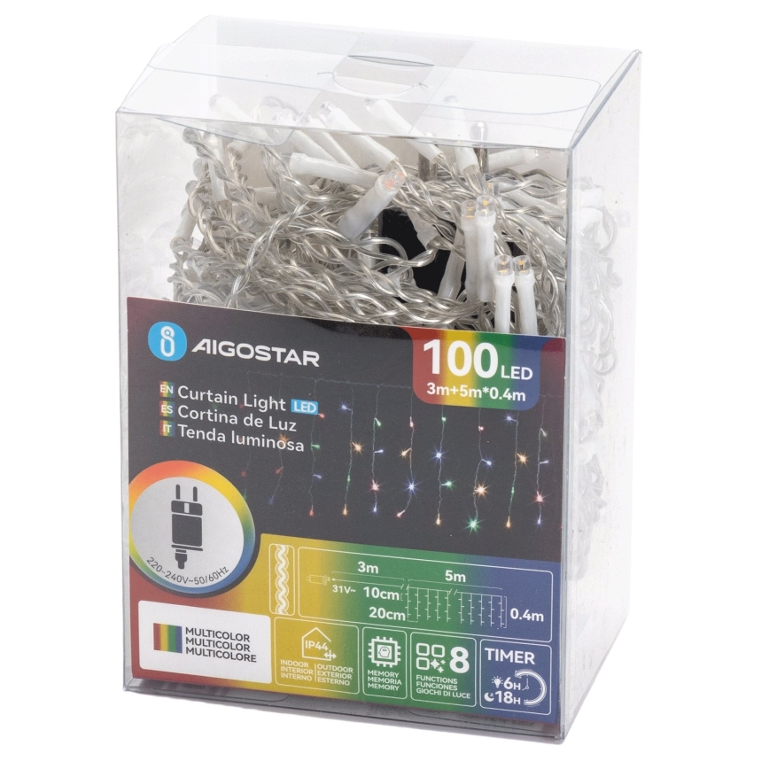 Aigostar - LED vanjski božićni niz 100xLED/8 funkcija 8x0,4m IP44 višebojno