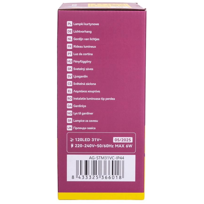 Aigostar - LED vanjski božićni niz 120xLED/6W/230V/8 funkcija 3x0,6m IP44 topla bijela + daljinski upravljač