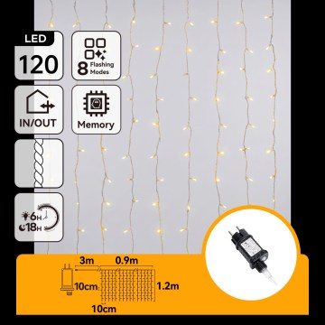 Aigostar - LED Vanjski božićni niz 120xLED/8 funkcija 3,9x1,2m IP44 topla bijela