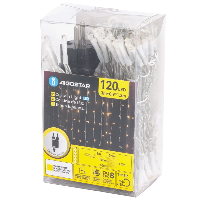 Aigostar - LED Vanjski božićni niz 120xLED/8 funkcija 3,9x1,2m IP44 topla bijela