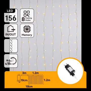 Aigostar - LED Vanjski božićni niz 156xLED/8 funkcija 4,2x1,2m IP44 topla bijela