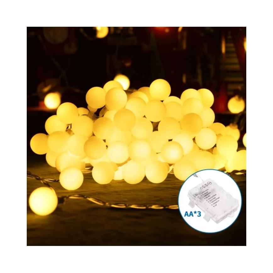 Aigostar-LED vanjski božićni niz 25xLED/3xAA/8 funkcija 2,8 m IP44 topla bijela